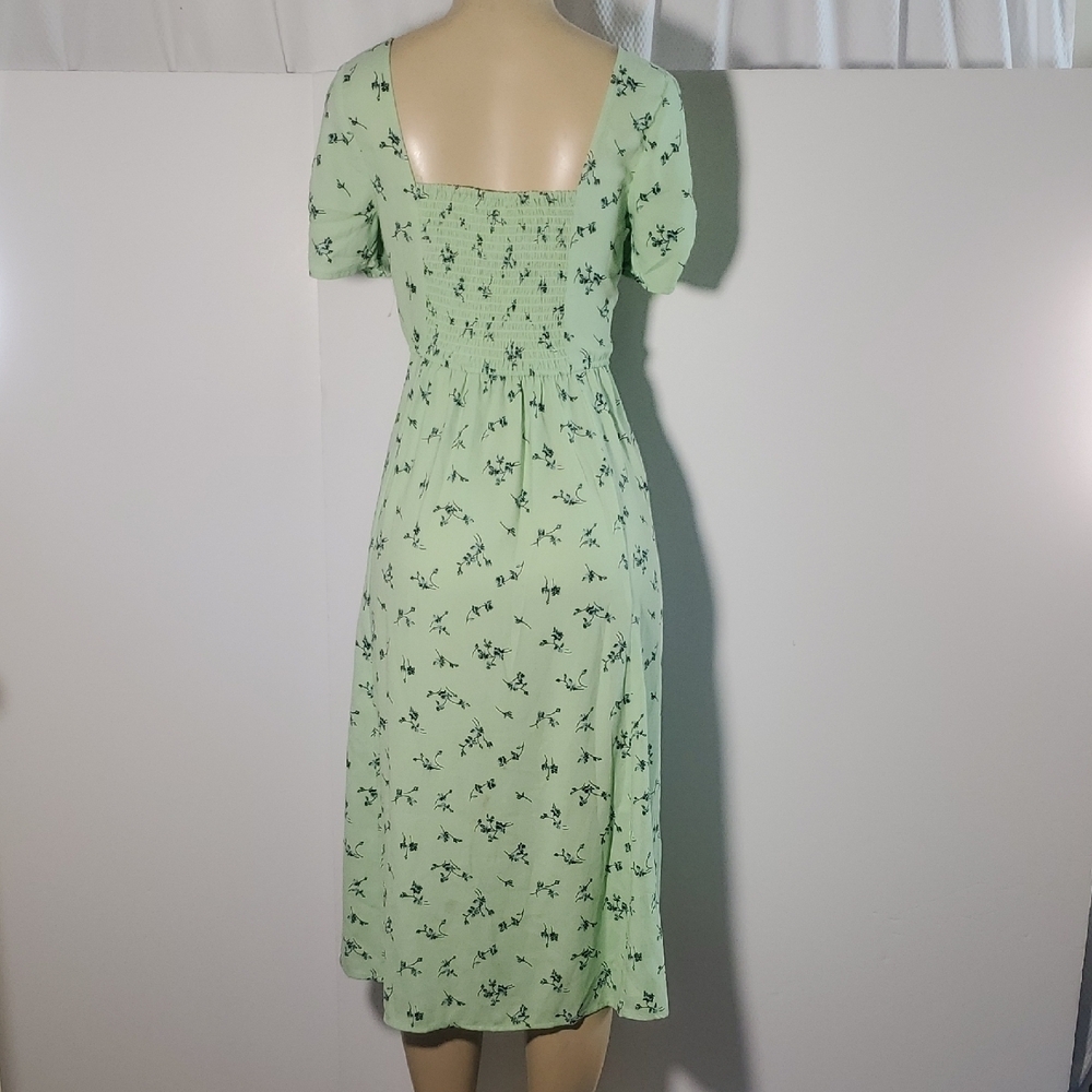 Leith green Floral Square Neck Country Midi Dress Size L - Picture 5 of 11